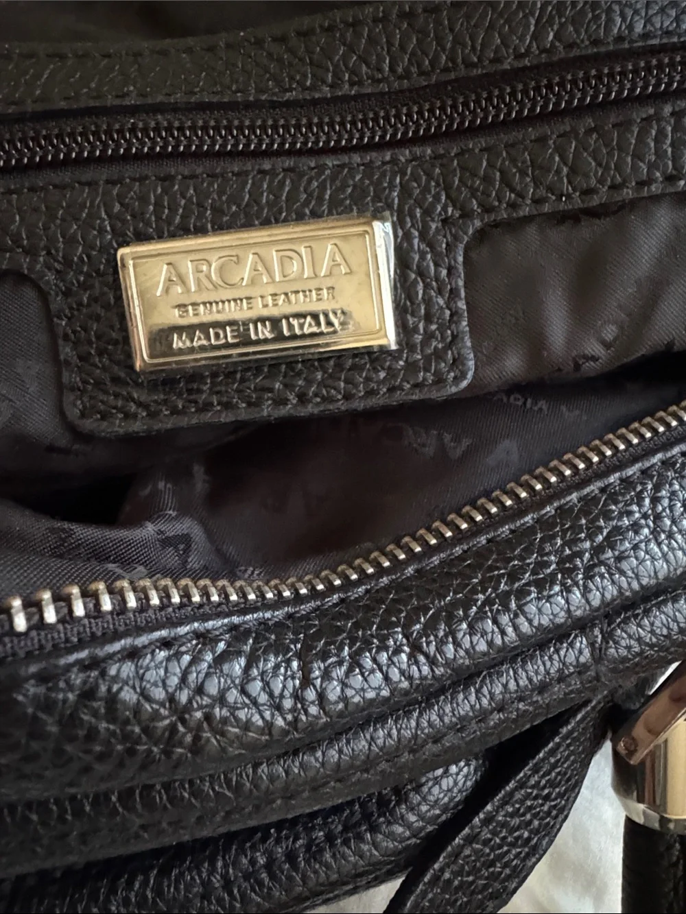Arcadia Black Quilted Leather Satchel with Silver Hardware - Picture 2 of 6